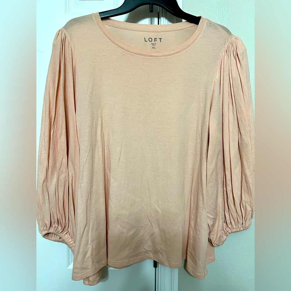 LOFT Women's Blush Pink Balloon Sleeve Top